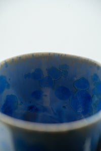 Cobalt crystalline glaze inside the handmade mug
