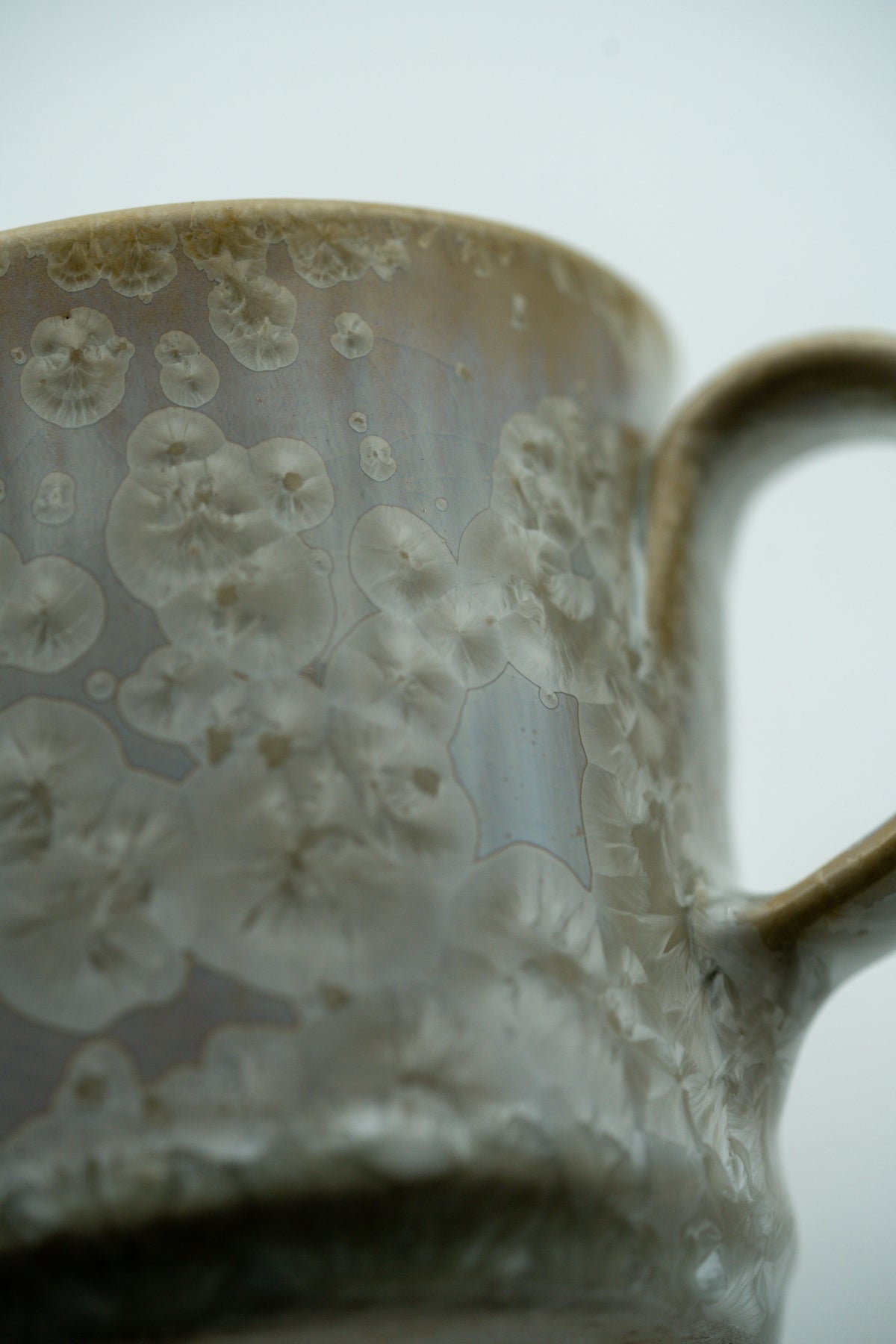Close detail of pearl-white crystalline formations